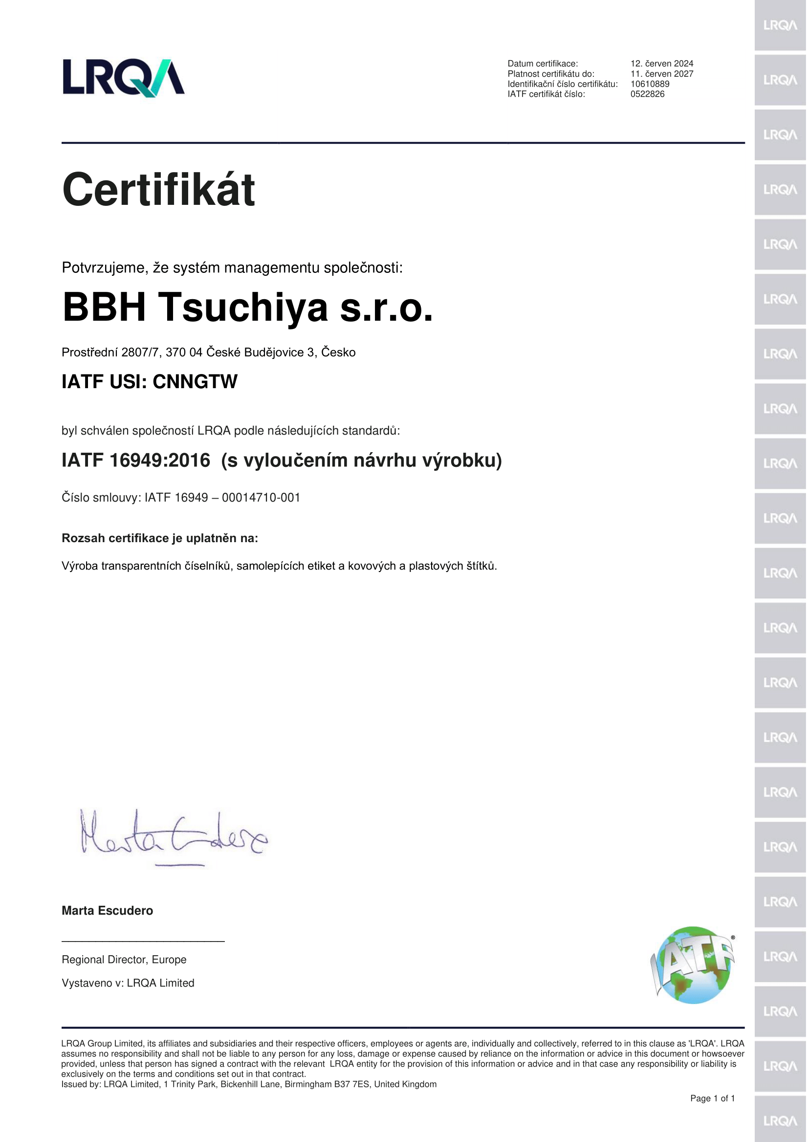 iatf 16949:2016 certifikace